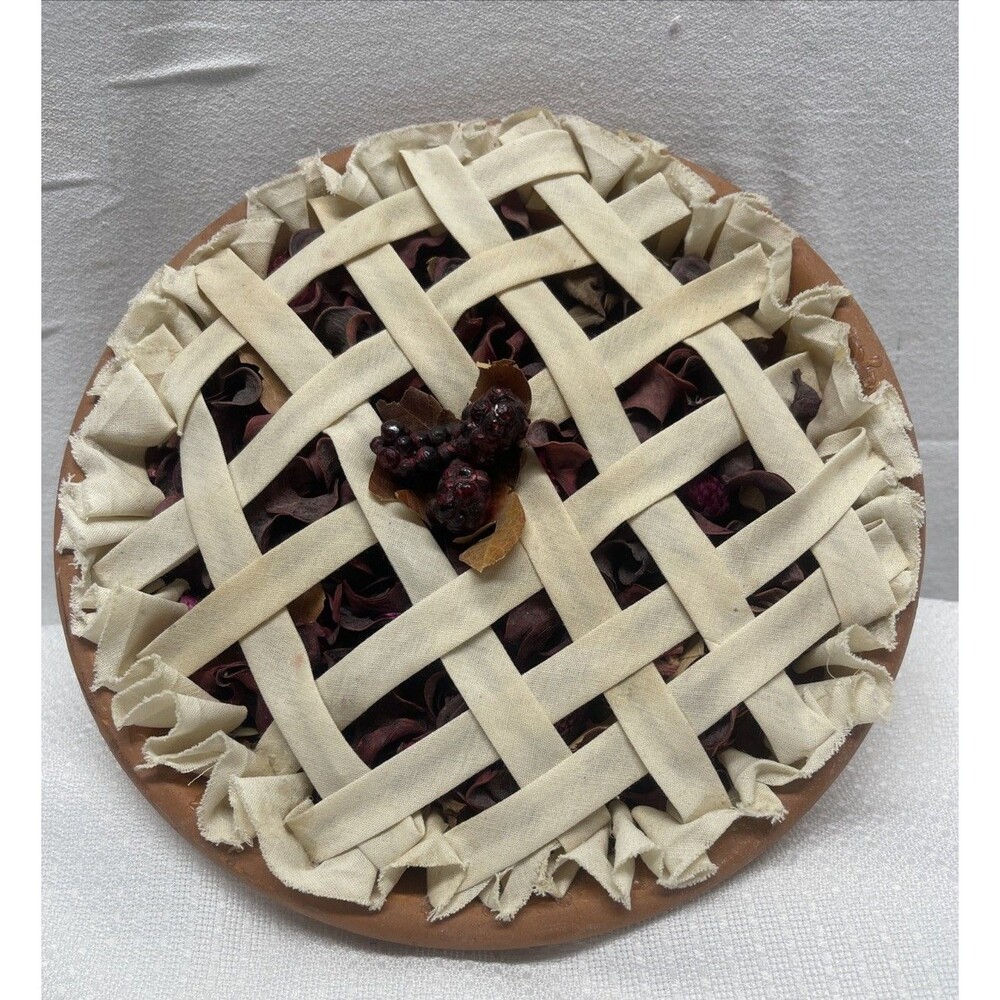 Vintage Handcrafted Lattice Fabric Pie Crust - Potpourri Rose Petal Raspberries